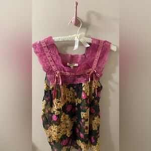 Free People Lace Floral  Top